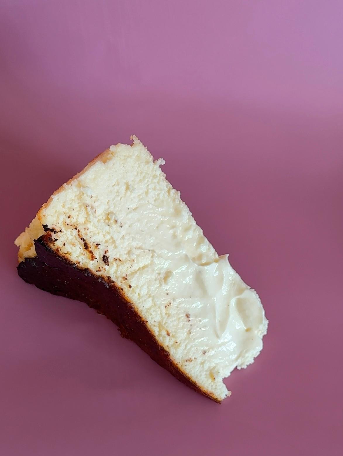 Classic Basque cheesecake slice - authentic San Sebastian cheesecake
